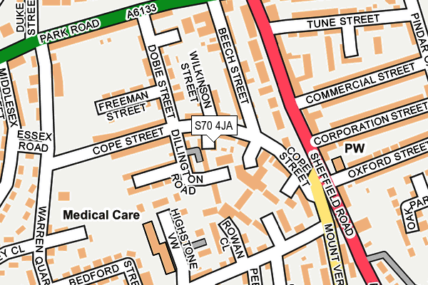 S70 4JA map - OS OpenMap – Local (Ordnance Survey)