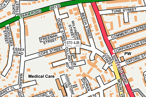 S70 4JB map - OS OpenMap – Local (Ordnance Survey)