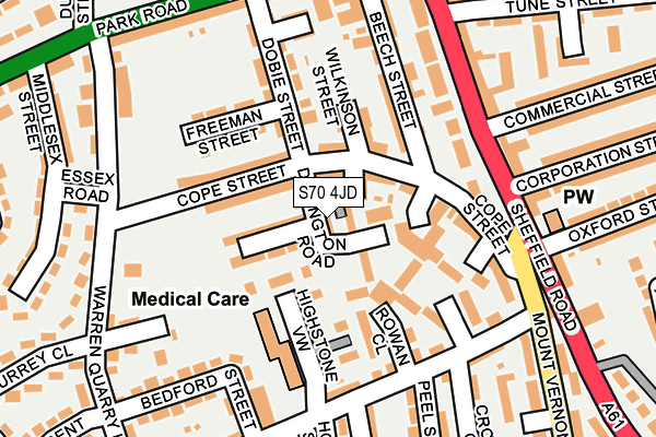 S70 4JD map - OS OpenMap – Local (Ordnance Survey)