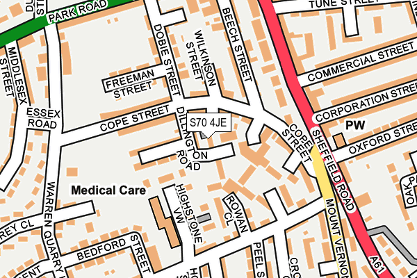 S70 4JE map - OS OpenMap – Local (Ordnance Survey)