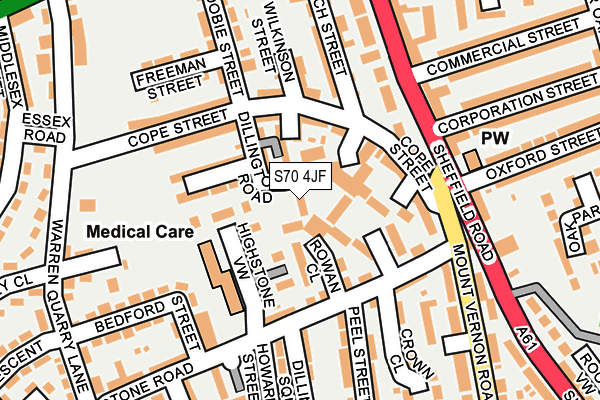 S70 4JF map - OS OpenMap – Local (Ordnance Survey)