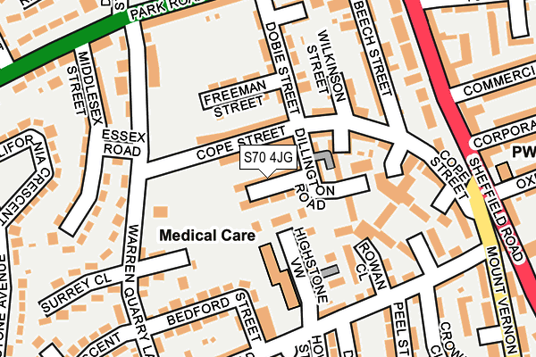 S70 4JG map - OS OpenMap – Local (Ordnance Survey)