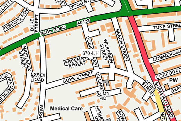 S70 4JH map - OS OpenMap – Local (Ordnance Survey)