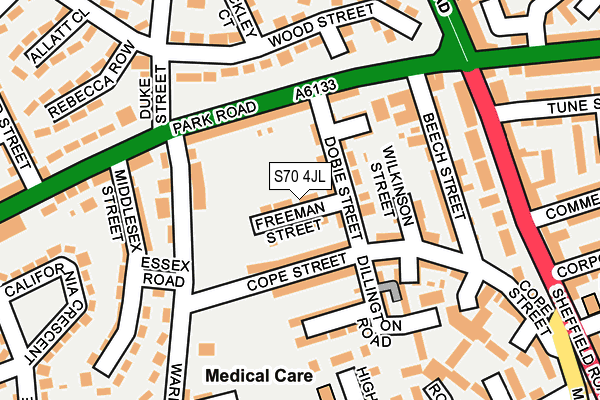 S70 4JL map - OS OpenMap – Local (Ordnance Survey)