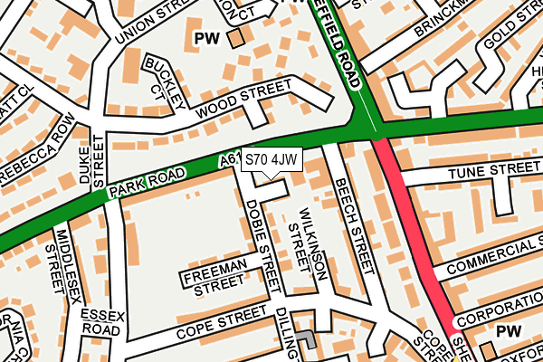 S70 4JW map - OS OpenMap – Local (Ordnance Survey)