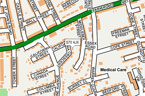 S70 4JX map - OS OpenMap – Local (Ordnance Survey)