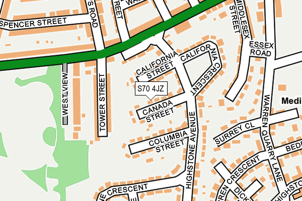S70 4JZ map - OS OpenMap – Local (Ordnance Survey)