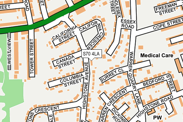 S70 4LA map - OS OpenMap – Local (Ordnance Survey)
