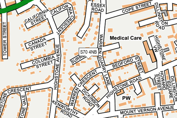 S70 4NB map - OS OpenMap – Local (Ordnance Survey)