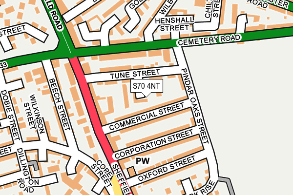 S70 4NT map - OS OpenMap – Local (Ordnance Survey)