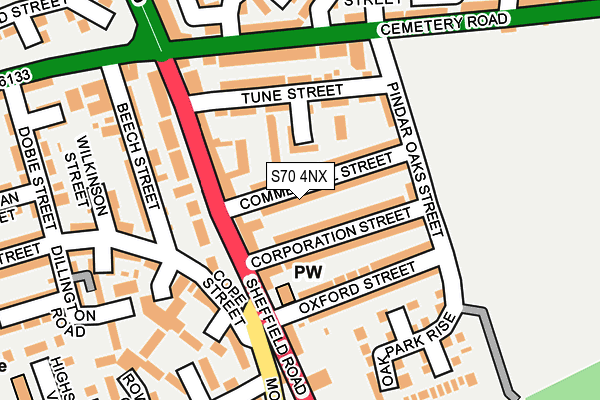 S70 4NX map - OS OpenMap – Local (Ordnance Survey)