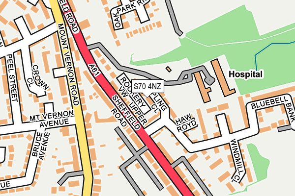 S70 4NZ map - OS OpenMap – Local (Ordnance Survey)