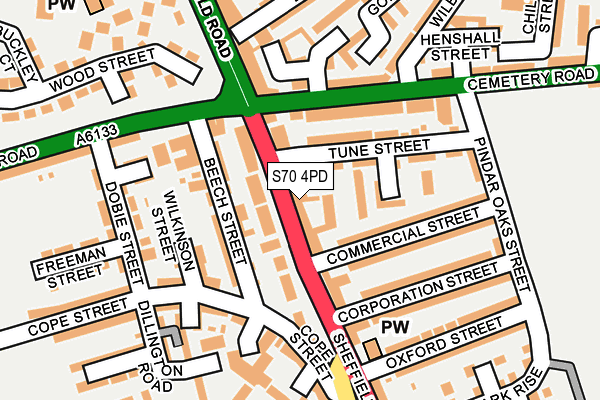 S70 4PD map - OS OpenMap – Local (Ordnance Survey)