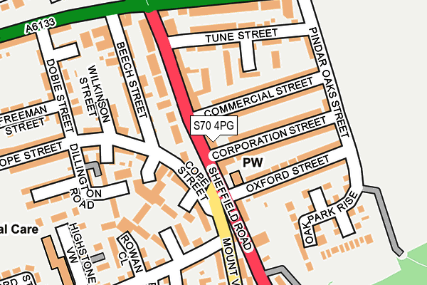 S70 4PG map - OS OpenMap – Local (Ordnance Survey)