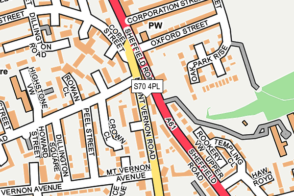 S70 4PL map - OS OpenMap – Local (Ordnance Survey)