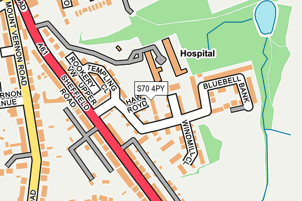S70 4PY map - OS OpenMap – Local (Ordnance Survey)