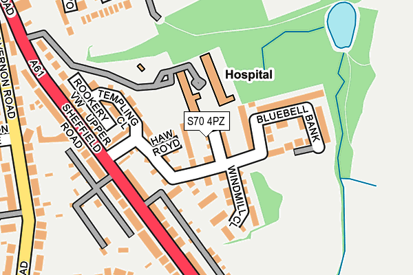 S70 4PZ map - OS OpenMap – Local (Ordnance Survey)