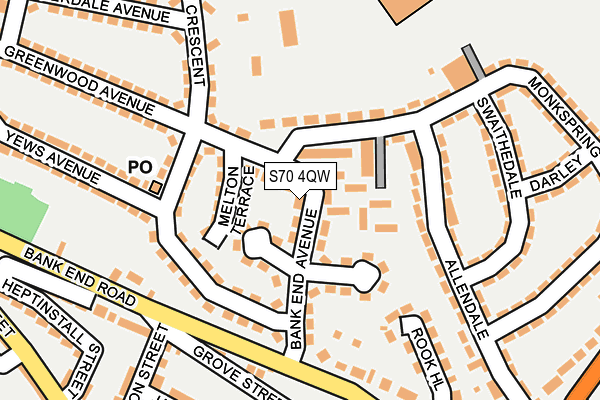 S70 4QW map - OS OpenMap – Local (Ordnance Survey)