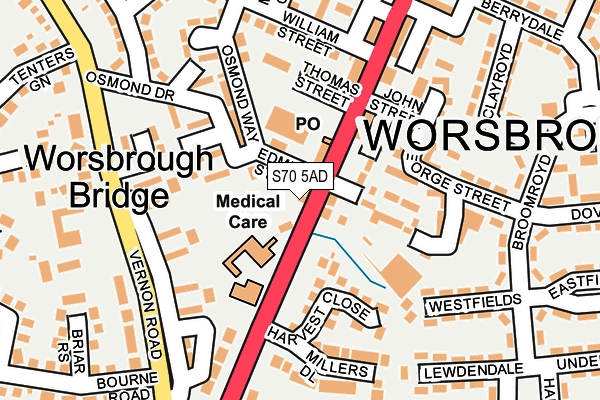 S70 5AD map - OS OpenMap – Local (Ordnance Survey)