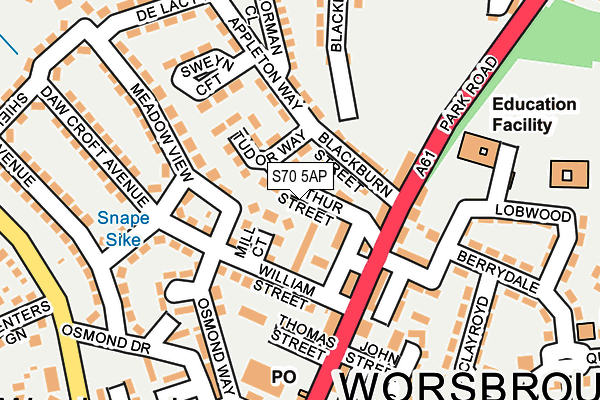 S70 5AP map - OS OpenMap – Local (Ordnance Survey)