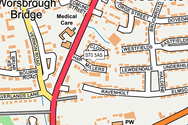 S70 5AS map - OS OpenMap – Local (Ordnance Survey)