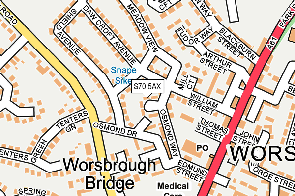 S70 5AX map - OS OpenMap – Local (Ordnance Survey)