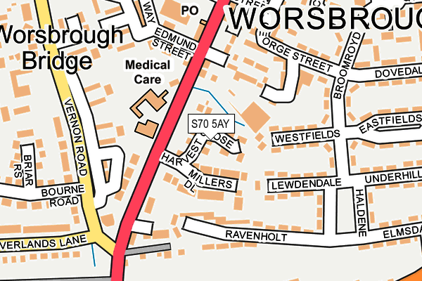 S70 5AY map - OS OpenMap – Local (Ordnance Survey)