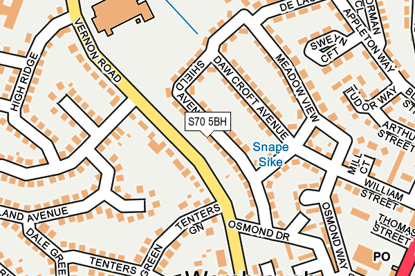 S70 5BH map - OS OpenMap – Local (Ordnance Survey)