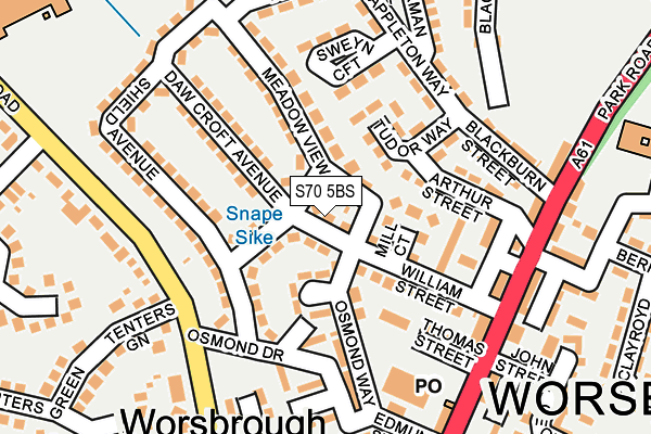 S70 5BS map - OS OpenMap – Local (Ordnance Survey)