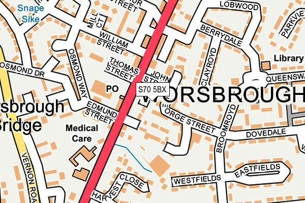 S70 5BX map - OS OpenMap – Local (Ordnance Survey)