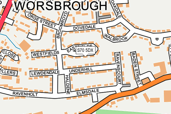 S70 5DX map - OS OpenMap – Local (Ordnance Survey)