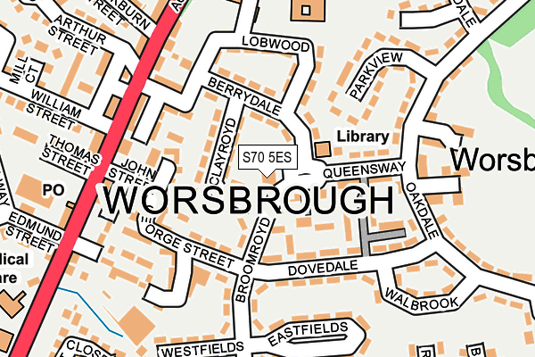 S70 5ES map - OS OpenMap – Local (Ordnance Survey)