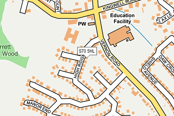 S70 5HL map - OS OpenMap – Local (Ordnance Survey)