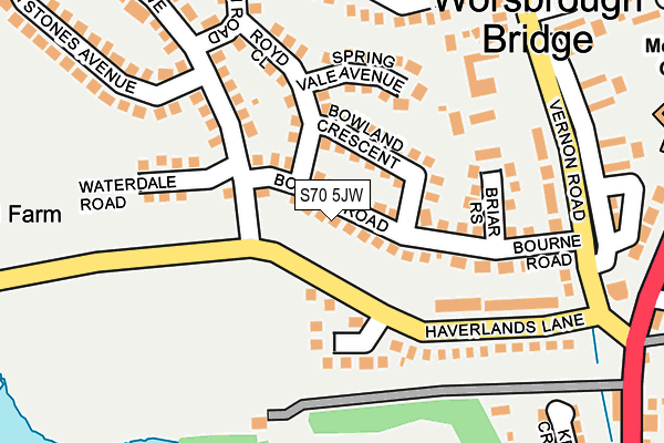 S70 5JW map - OS OpenMap – Local (Ordnance Survey)