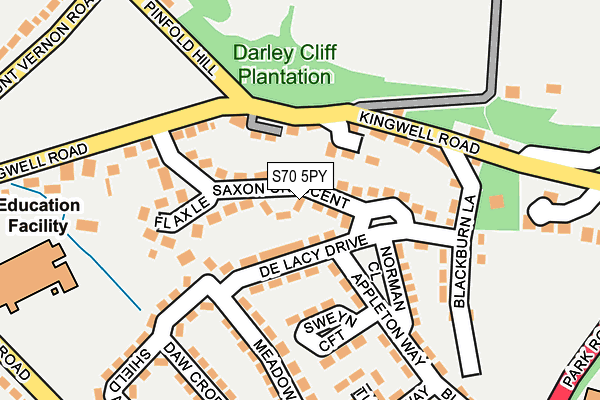 S70 5PY map - OS OpenMap – Local (Ordnance Survey)