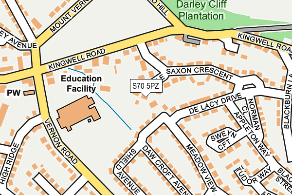 S70 5PZ map - OS OpenMap – Local (Ordnance Survey)