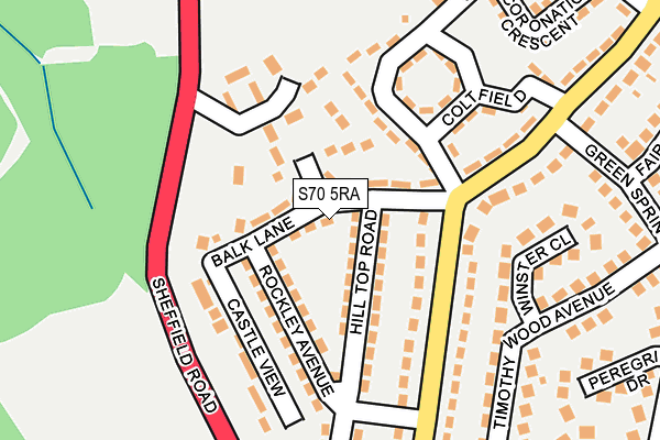 S70 5RA map - OS OpenMap – Local (Ordnance Survey)