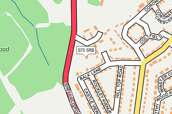 S70 5RB map - OS OpenMap – Local (Ordnance Survey)