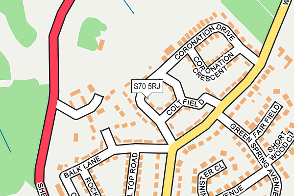 S70 5RJ map - OS OpenMap – Local (Ordnance Survey)