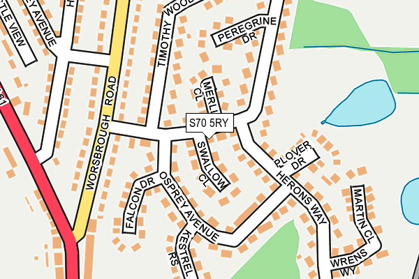 S70 5RY map - OS OpenMap – Local (Ordnance Survey)