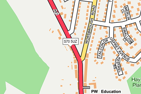 S70 5UZ map - OS OpenMap – Local (Ordnance Survey)