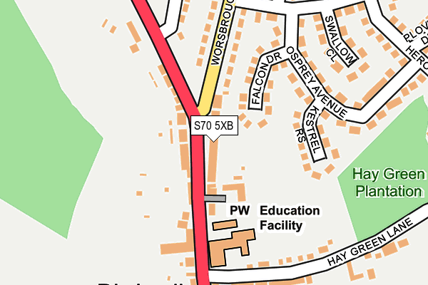 S70 5XB map - OS OpenMap – Local (Ordnance Survey)