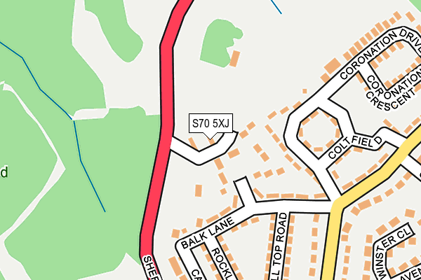 S70 5XJ map - OS OpenMap – Local (Ordnance Survey)