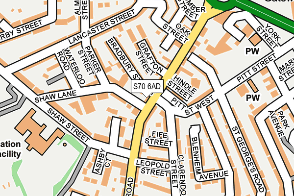 S70 6AD map - OS OpenMap – Local (Ordnance Survey)