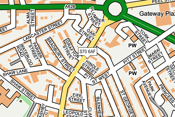 S70 6AF map - OS OpenMap – Local (Ordnance Survey)