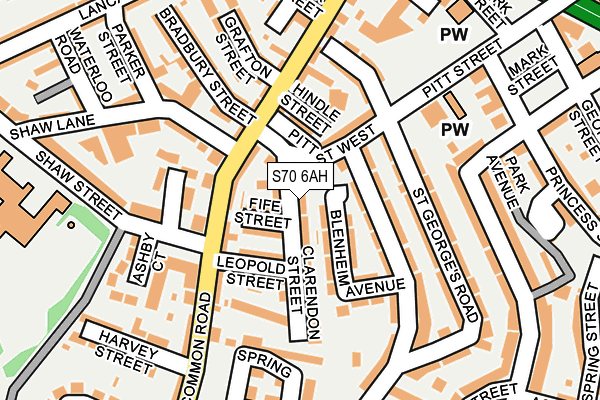 S70 6AH map - OS OpenMap – Local (Ordnance Survey)