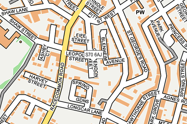 S70 6AJ map - OS OpenMap – Local (Ordnance Survey)