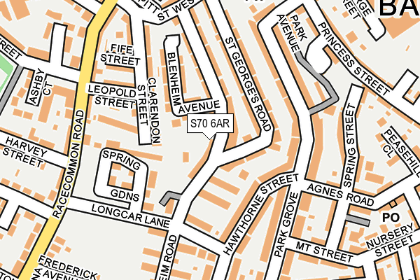 S70 6AR map - OS OpenMap – Local (Ordnance Survey)
