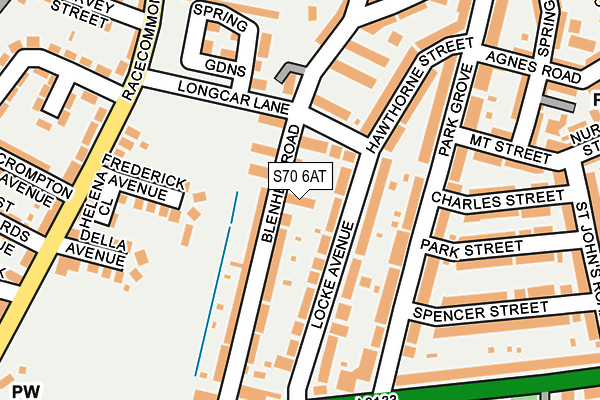 S70 6AT map - OS OpenMap – Local (Ordnance Survey)