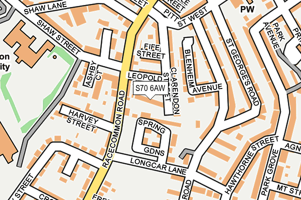S70 6AW map - OS OpenMap – Local (Ordnance Survey)